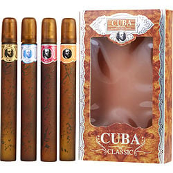 Cuba Variety 4 Piece Variety With Cuba Gold, Blue, Red & Orange & All Are Edt Spray 1.17 Oz