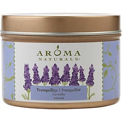 Tranquility Aromatherapy One 2.8Oz Small Soy To Go Tin  Aromatherapy Candle.  The Essential Oil Of Lavender Is Known For Its Calming And Healing Benefits.  Burns Approx. 15 Hrs.