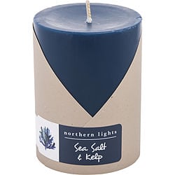 Sea Salt & Kelp One 3X4 Inch Pillar Candle.  Burns Approx. 80 Hrs.