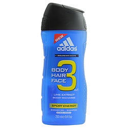 Adidas Sport Energy 3 In 1 Face And Body Shower Gel 8.4 Oz (Developed With Athletes)