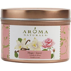 Hope Aromatherapy One 2.5X1.75 Inch Tin Soy Aromatherapy Candle. Combines The Essential Oils Of Vanilla & Rose. Burns Approx. 15 Hrs.