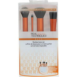 Real Techniques Flawless Base Set: Contour Brush + Detailer Brush + Buffing Brush + Square Foundation Brush + Brush Cup --5Pcs