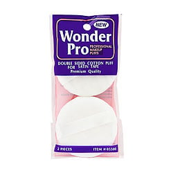 Wonder Pro Double Sided Cotton Puff With Satin Tape --2Ct