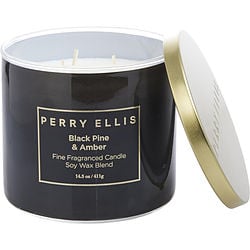 Perry Ellis Black Pine & Amber Candle 14.5 Oz