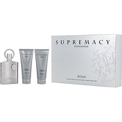 Afnan Supremacy Silver Eau De Parfum Spray 3.4 Oz & Aftershave Balm 3.4 Oz & Shower Gel 3.4 Oz