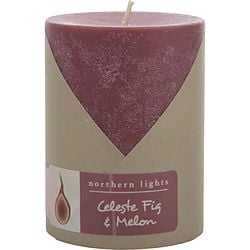 Celeste Fig & Melon One 3X4 Inch Pillar Candle.  Burns Approx. 80 Hrs.