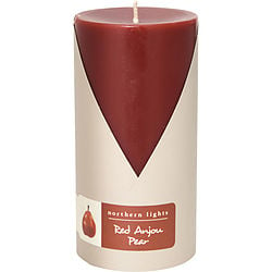 Red Anjou Pear One 3X6 Inch Pillar Candle.  Burns Approx. 100 Hrs.