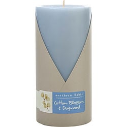 Cotton Blossom & Dogwood One 3X6 Inch Pillar Candle.  Burns Approx. 100 Hrs.