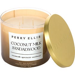 Perry Ellis Coconut Milk & Sandalwood Scented Candle 14.5 Oz