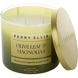 Perry Ellis Olive Leaf & Magnolias Scented Candle 14.5 Oz