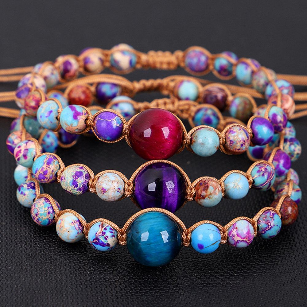 New Handmade Creative Woven Bracelet Color Emperor Stone Tiger