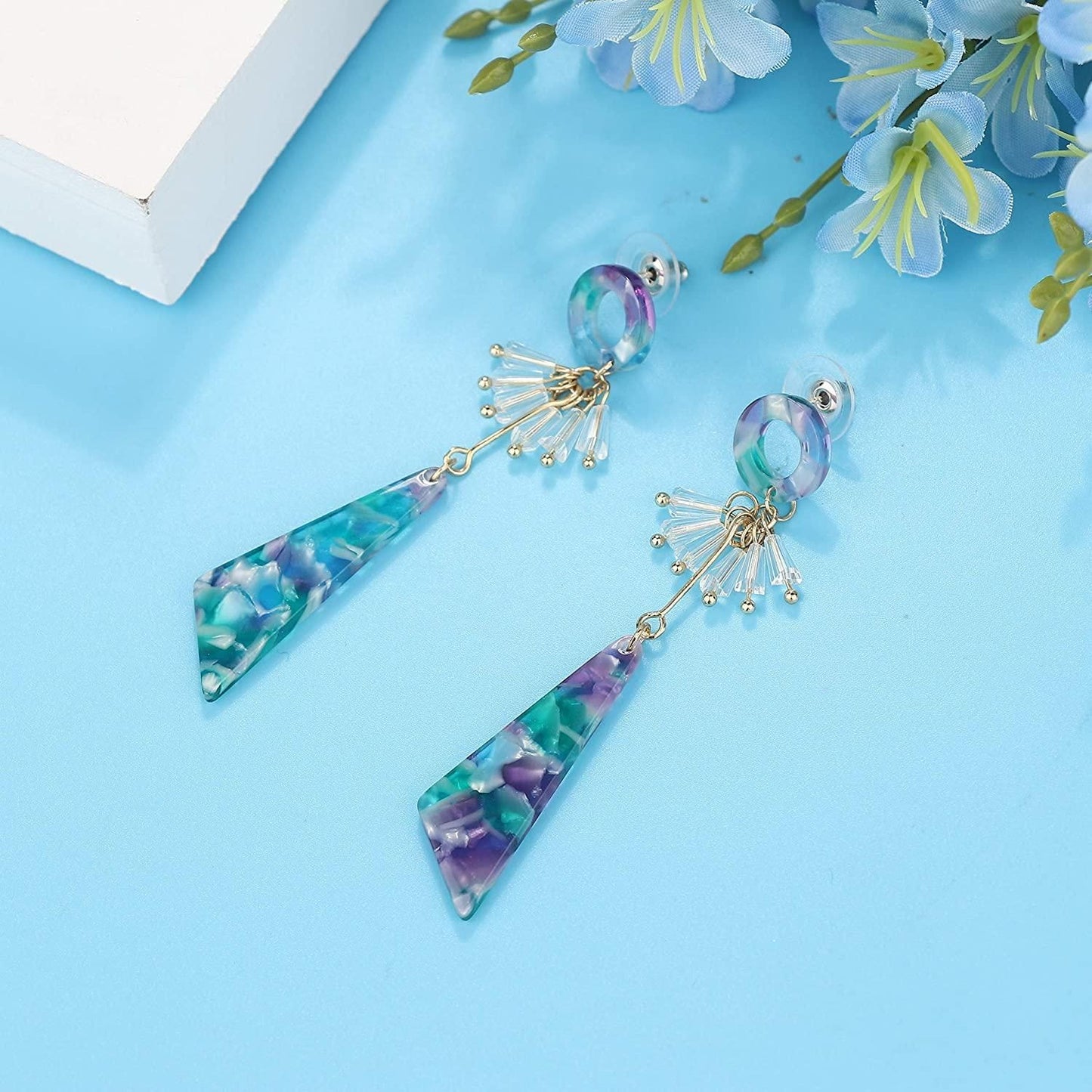 Geometry Acrylic Bohemian Drop Earrings for Women Cute Statement Resin Boho Dangle Earring Summer Bohemian Statement Jewelry