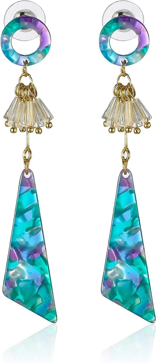 Geometry Acrylic Bohemian Drop Earrings for Women Cute Statement Resin Boho Dangle Earring Summer Bohemian Statement Jewelry