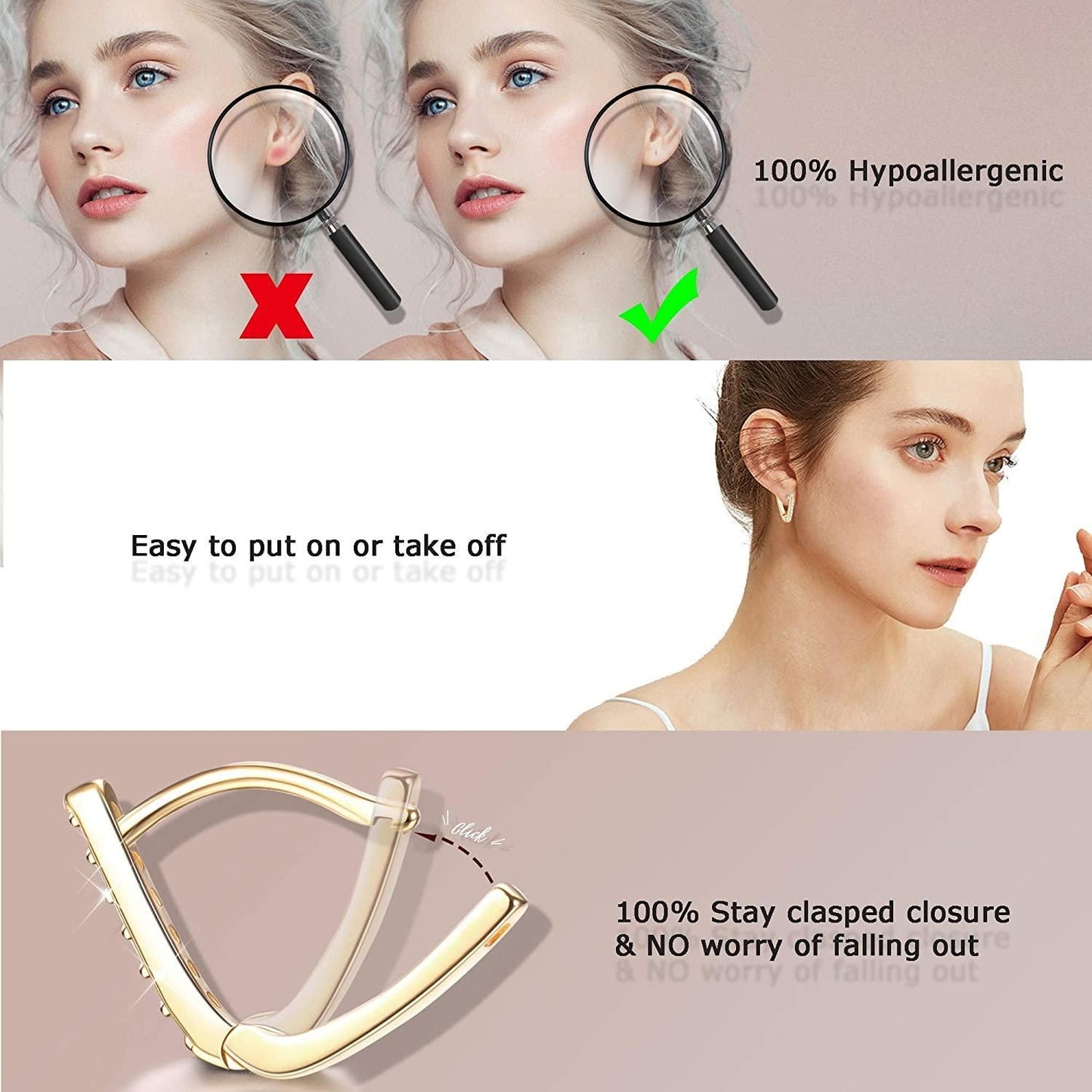 925 Sterling Silver Huggie Hoop Earrings Paved with Austrian Zirconia Dainty Huggie Chic Triangle Hoop Earrings for Women