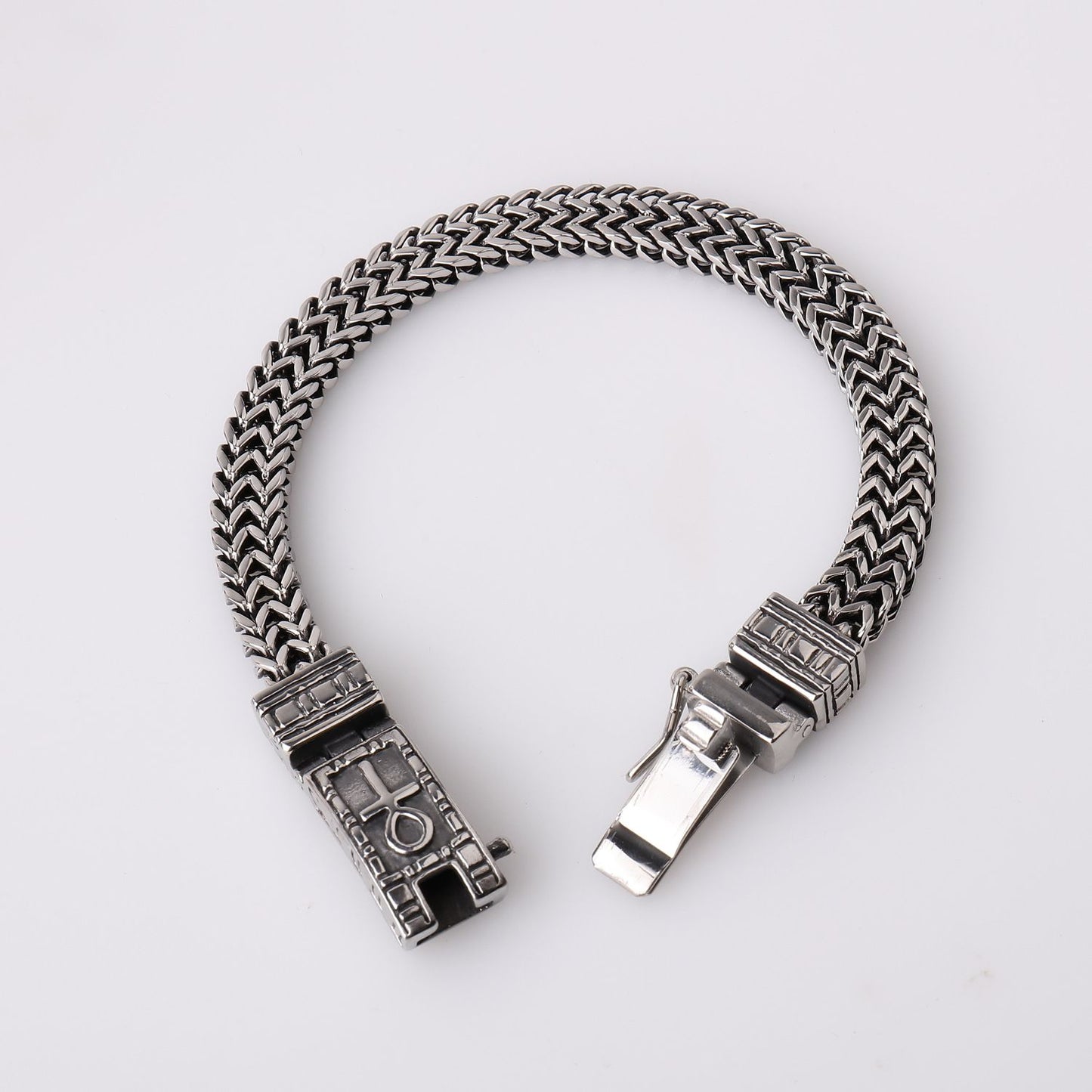 Men's Personality Double Row Hip Hop Bracelet Titanium Steel Punk Jewelry