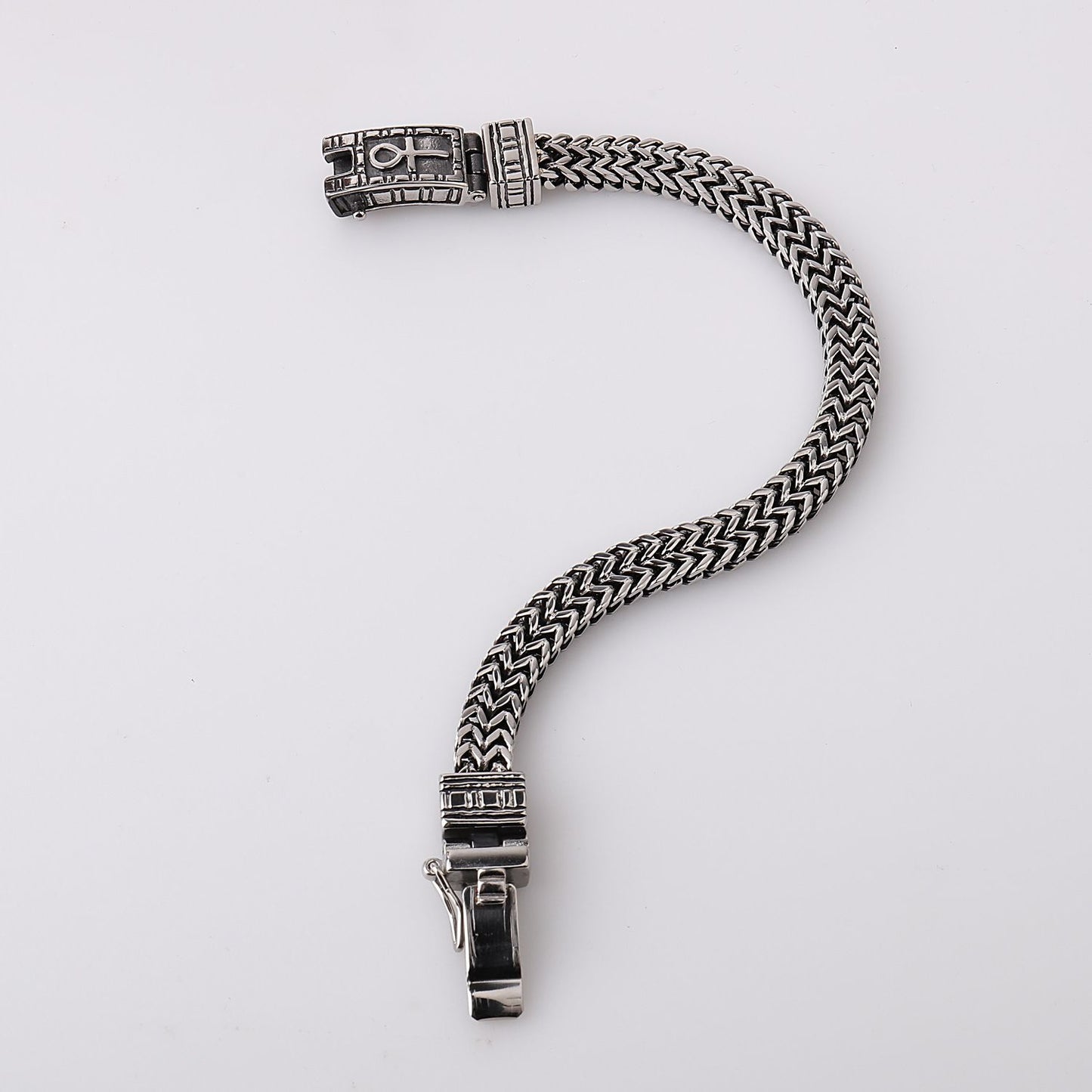 Men's Personality Double Row Hip Hop Bracelet Titanium Steel Punk Jewelry