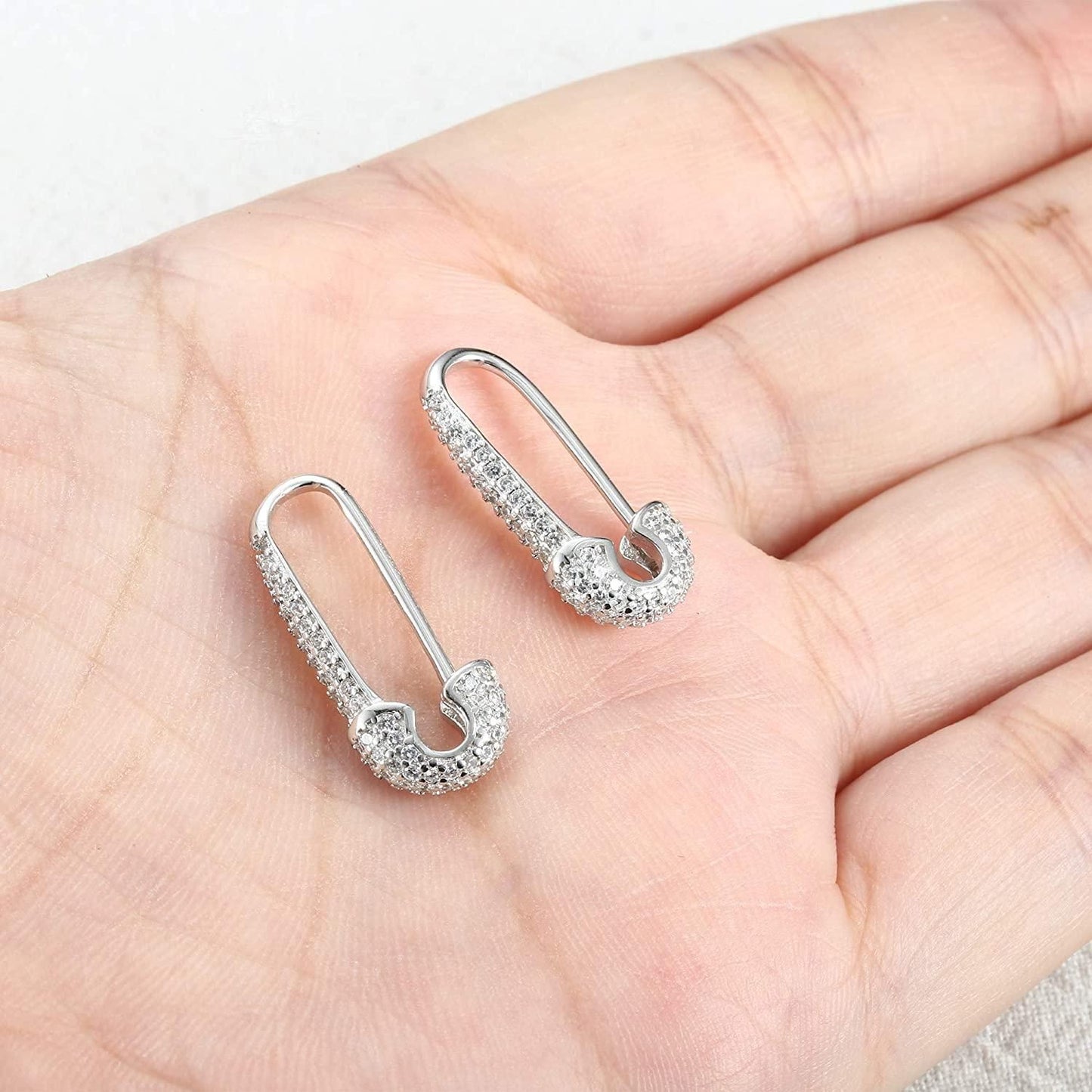 925 Sterling Silver Pin Cartilage Minimalist Hoop Earrings for Women Stud Post Pave Cz Huggie Hoops Trendy Jewelry