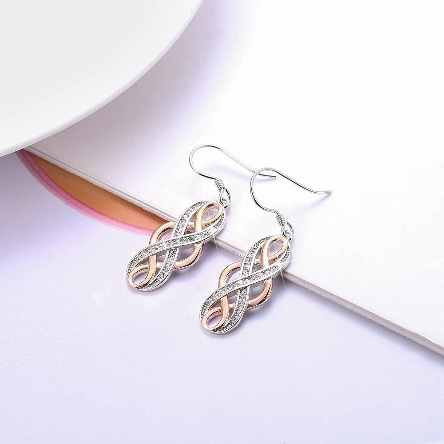 Sterling Silver Celtic Dangle Earrings For Women Rose Gold Plated Good Luck Vintag Drop Earrings Irish Jewelry