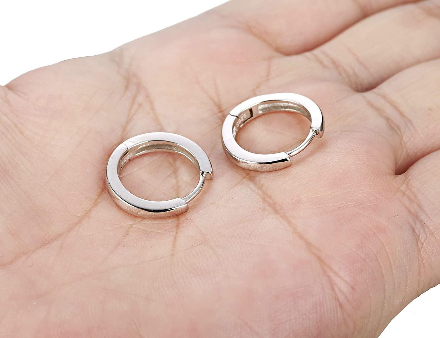 925 Sterling Silver Hoop Earrings for Women Men Ear Cuff Small Huggie Earrings Cartilage Piercing Earrings 13mm