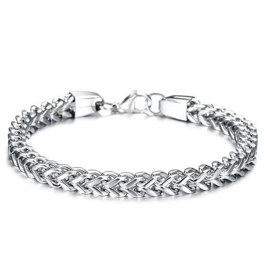 Titanium Steel Double Row Stainless Steel Hip Hop Style Titanium Steel Bracelet