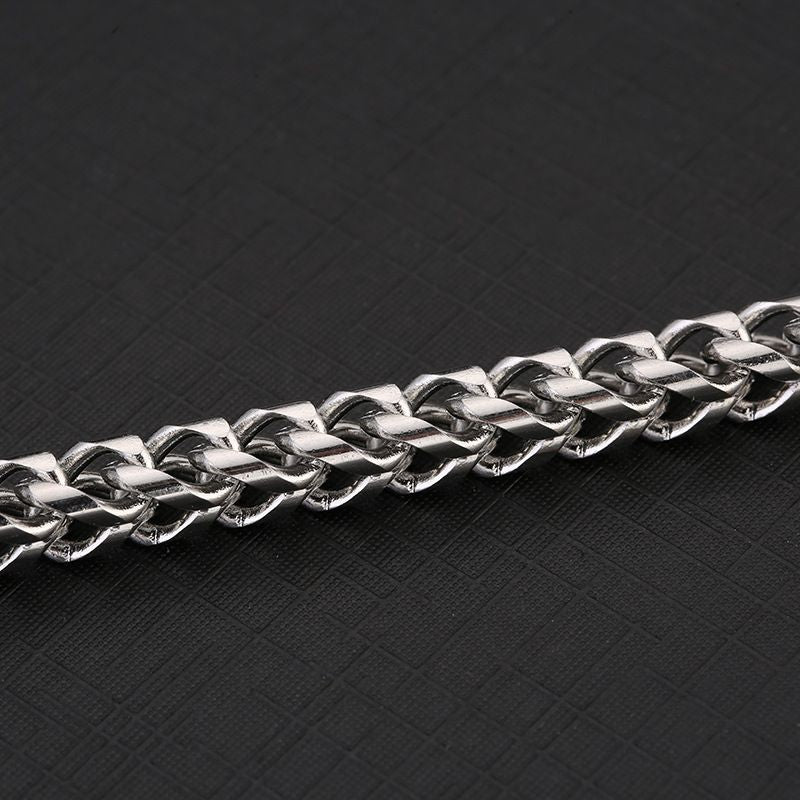 Titanium Steel Double Row Stainless Steel Hip Hop Style Titanium Steel Bracelet