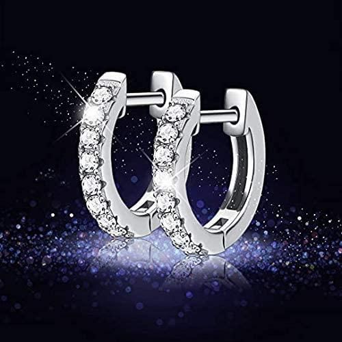 925 Sterling Silver Hoop Earrings with Swarovski Cubic Zirconia Sparkling Silver Small Huggie Earring Set for Women Girls; Wedding Anniversary Fashion Jewelry