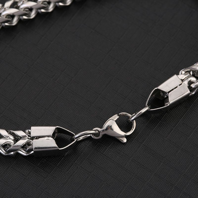 Titanium Steel Double Row Stainless Steel Hip Hop Style Titanium Steel Bracelet