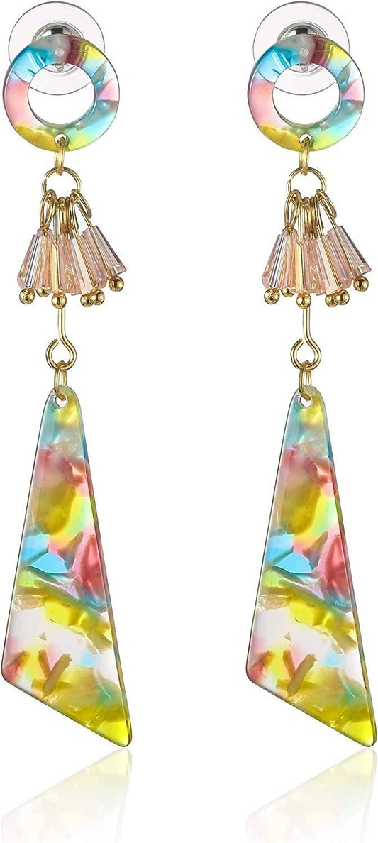 Geometry Acrylic Bohemian Drop Earrings for Women Cute Statement Resin Boho Dangle Earring Summer Bohemian Statement Jewelry