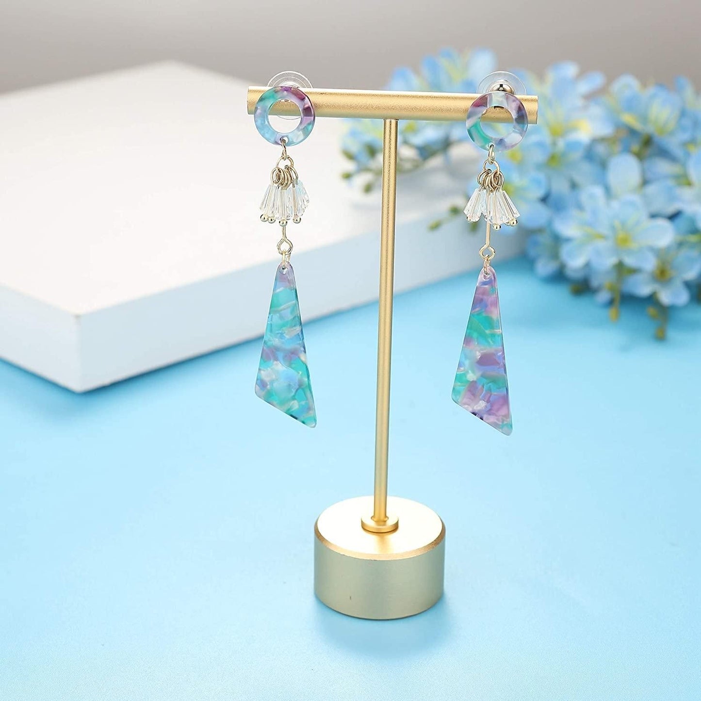 Geometry Acrylic Bohemian Drop Earrings for Women Cute Statement Resin Boho Dangle Earring Summer Bohemian Statement Jewelry