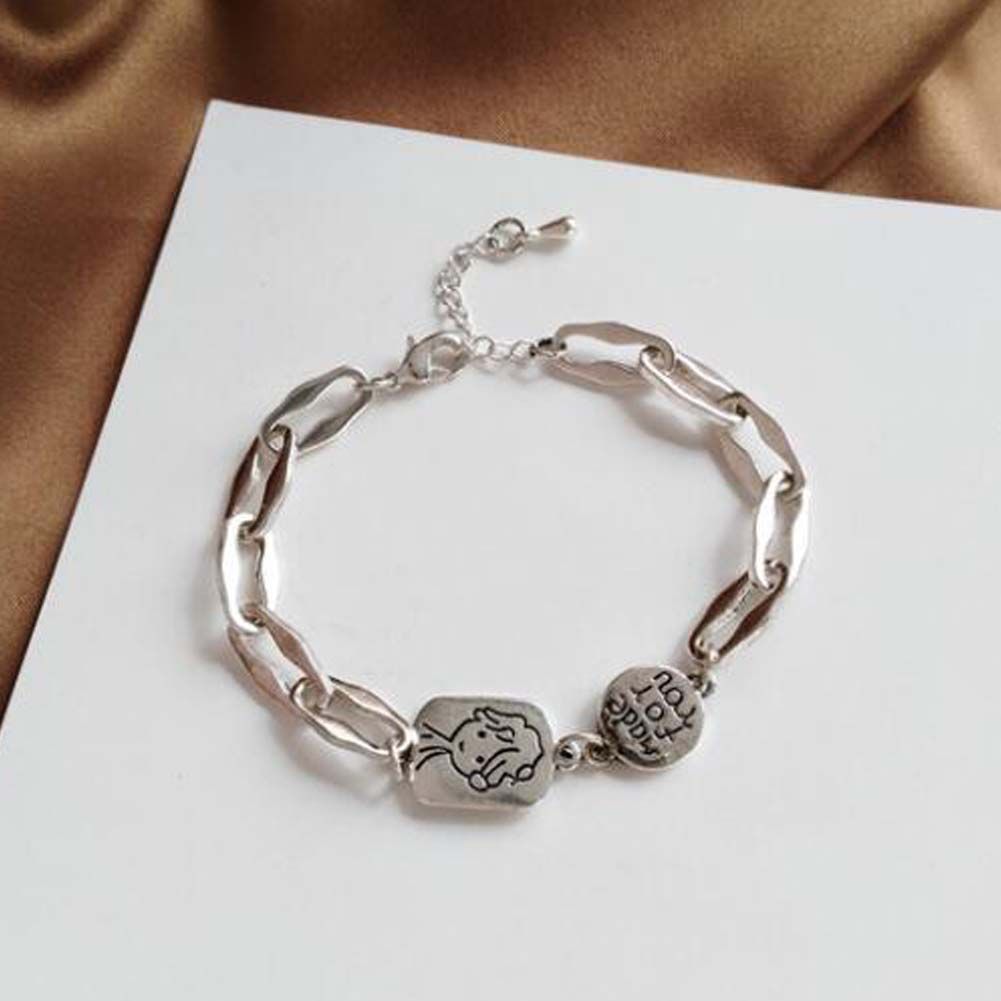 2 Pcs Silver Color Chain Bracelet Boys Cartoon Charm Bracelet Made for You Link Bracelet for Women